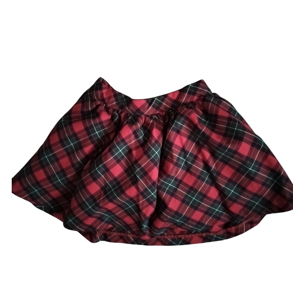 Janie & Jack Red Plaid Skirt 18/24 Months Adjustable Elastic Waist Zipper Lined